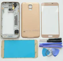 Original Full Housing Case For Samsung Galaxy S5 G900F G900A Middle Frame + Back Battery Cover + Glass Lens Replacement Parts