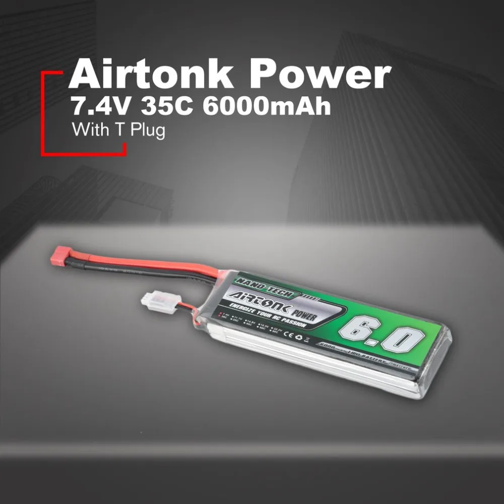 Airtonk power 7 4 V 6000mAh 35C 2s 1P Lipo батарея T Plug перезаряжаемая для радиоуправляемого