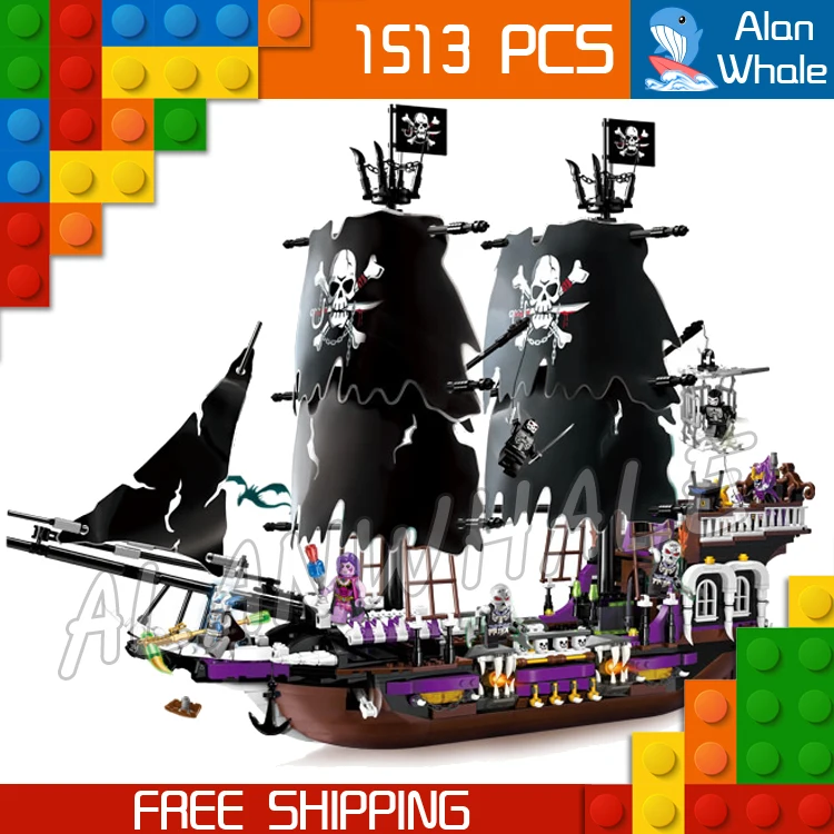 

1513pcs Pirates of the Caribbean Black Pearl General Dark Ship 1313 Model Building Blocks Children Boy Toys Compatible With lego