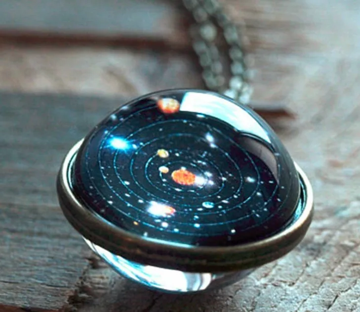 

Starry Sky Necklace Women Pendant Necklaces Fashion Jewelry Solar System Universe Necklace Star Earth Planet Moon Saturn Pendant