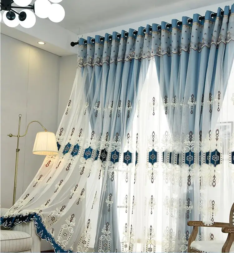 

Custom-made living room bedroom finished product simple modern full shade cloth floor window curtain