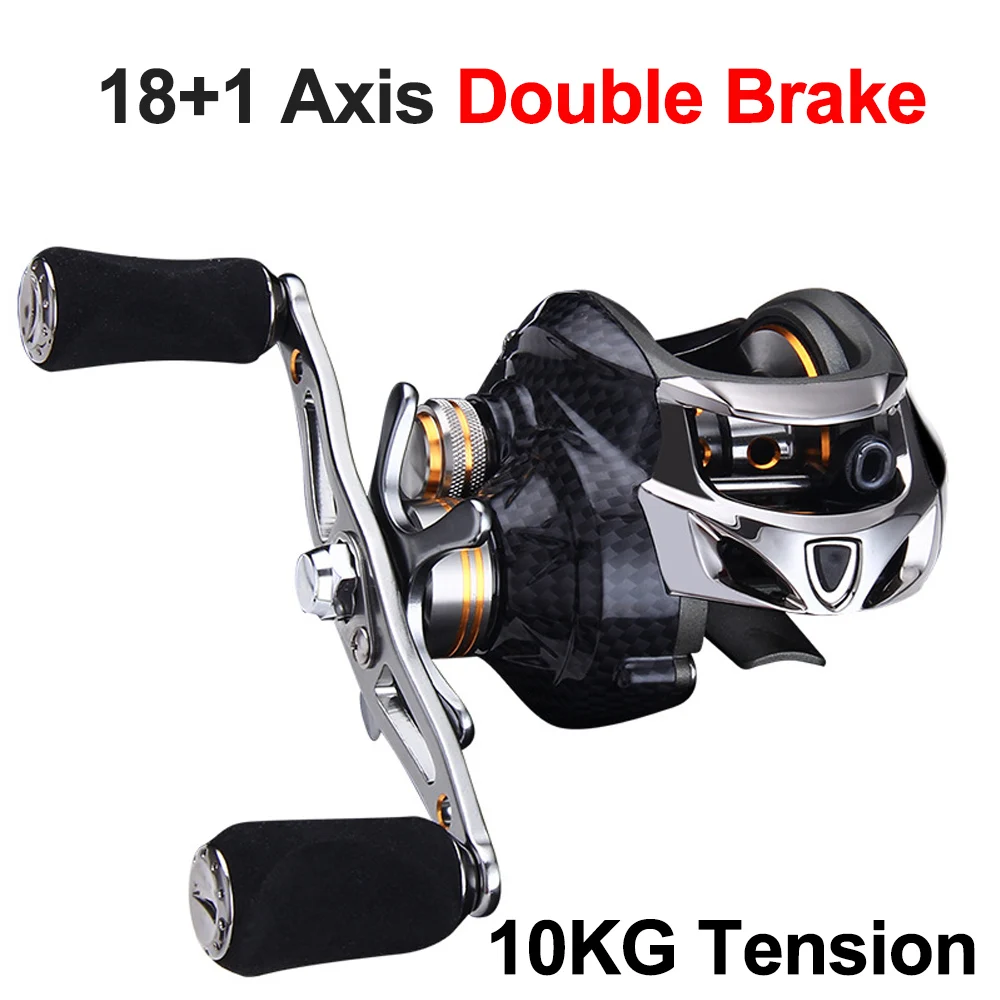 

18+1 Axis Double Brake Lure Strong Tension Right-Hand Metal Carbon Fiber Fishing Low-Profile Reel Fishing Reel