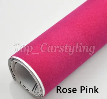 

1.35x15m/Roll Rose Pink Velvet Vinyl Wrap Skin suede With Air Release for Car roof & interior covering coating foil PROTWRAPS