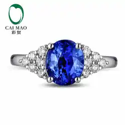 CaiMao 18KT/750 Белое золото 2,12 ct натуральный если Синий танзанит AAA 0,38 ct полный огранки обручение Драгоценное кольцо ювелирные изделия