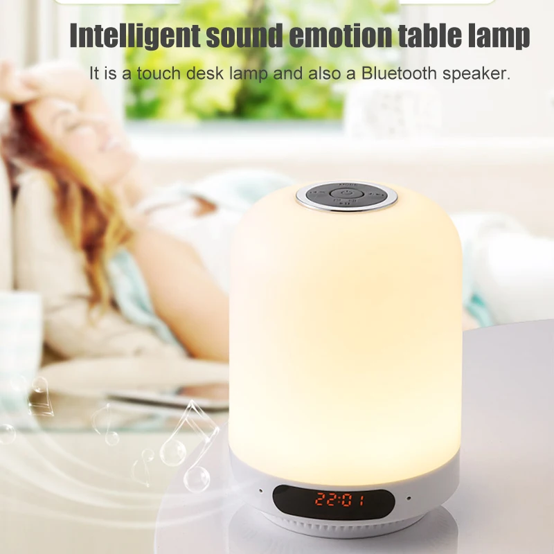 

Newest touch Multi-functional Bluetooth Speaker FM Radio Charging Bedside Night Light Support AUX