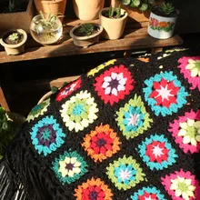 DIY handmade flower cushion scappa scarf cloak carpet Hand hooked fashion crochet blanket cushion felt pastoral style gift