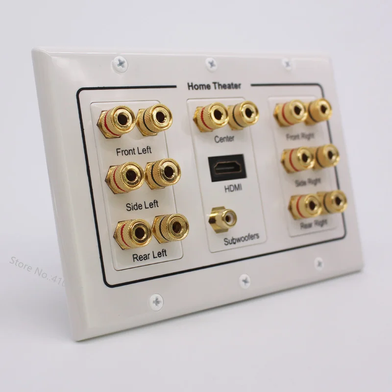 Gold Audio Speaker Connector Panel Socket Multifunction Terminal Box Wall Outlet For HDMI Subwoofer