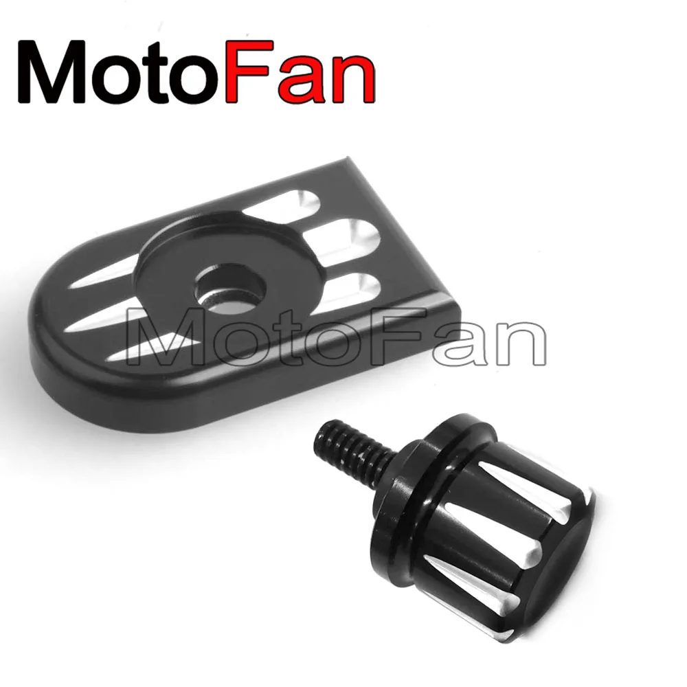 Black Edge Cut Rear Fender Seat Bolt Tab Screw Mount Knob Cover Nut for Harley