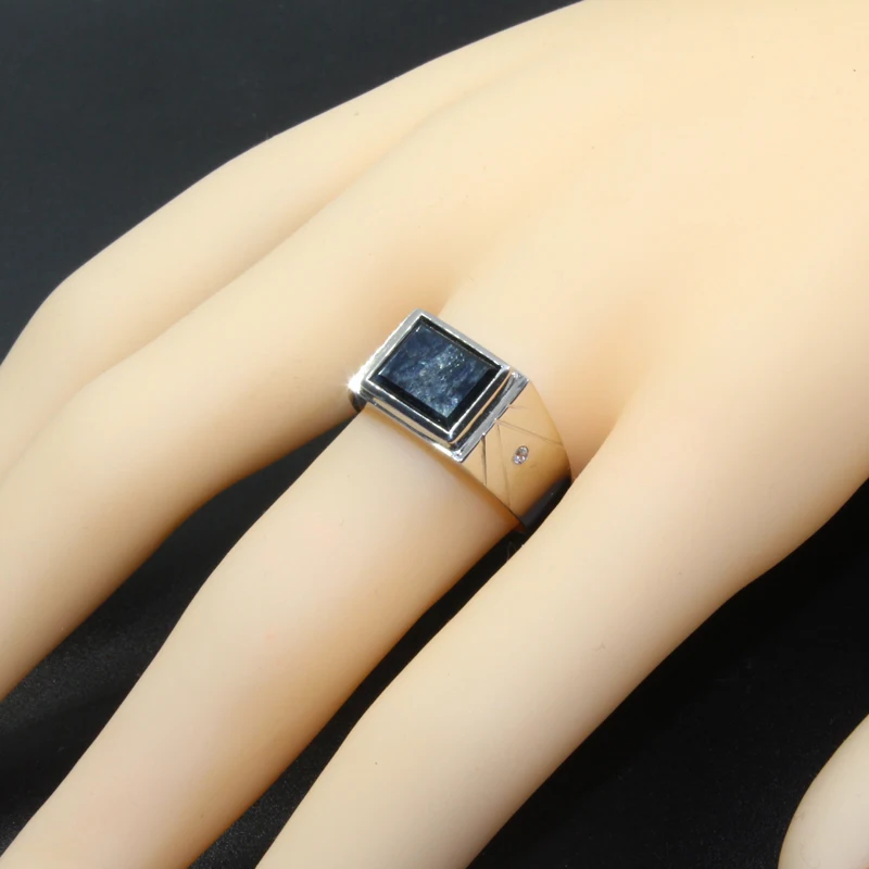 Классический дизайн мм 8 мм * мм 10 3 ct натуральный кольцо с черным сапфиром для человека Твердые Серебро 925 сапфир Драгоценное кольцо