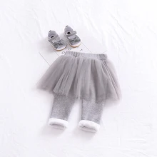 Распродажа, осенне-зимние штаны для маленьких девочек Повседневная серая юбка-пачка, штаны теплая зимняя одежда для девочек, леггинсы для маленьких девочек, штаны