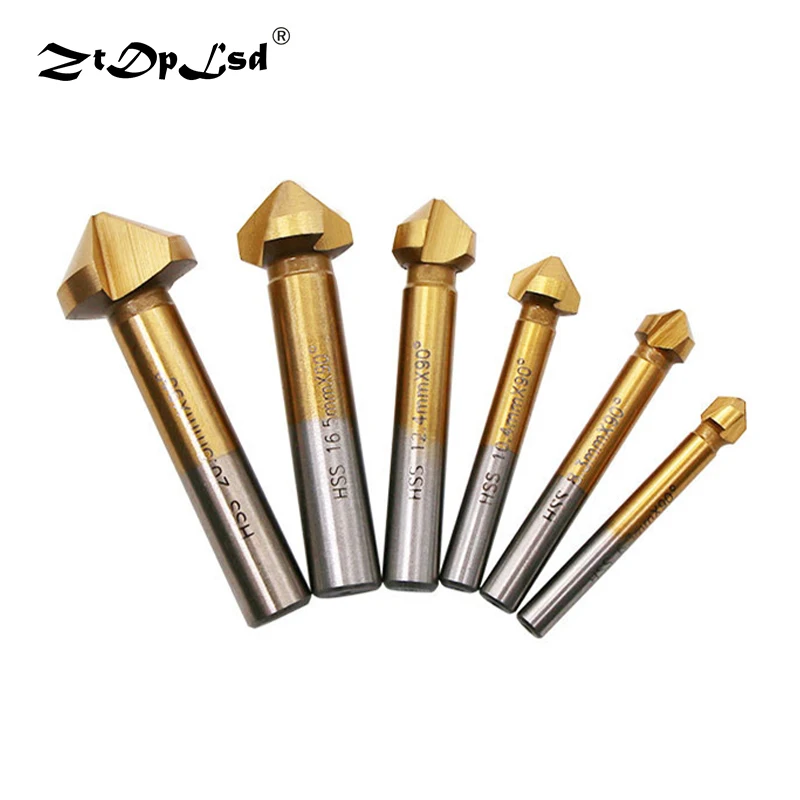 ZtDpLsd 6Pcs HSS High Speed Steel Drill Set Countersink Drill Titanium