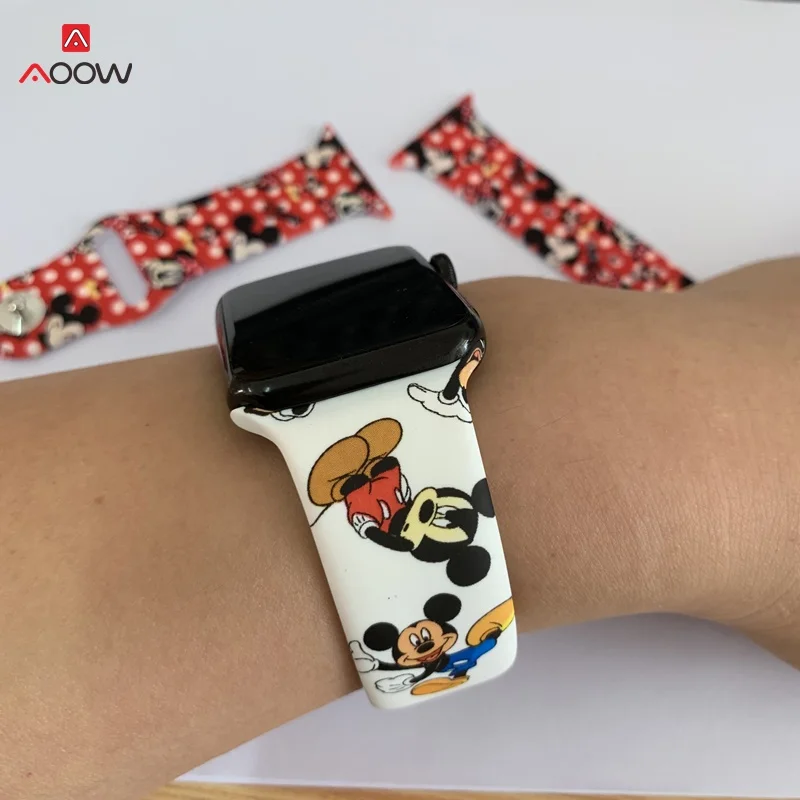 

Cartoon Mickey Silicone Watch Strap For Apple Watch Series 1 2 3 4 Watch Band for iWatch 38mm 42mm 40mm 44mm Bracelet Strap