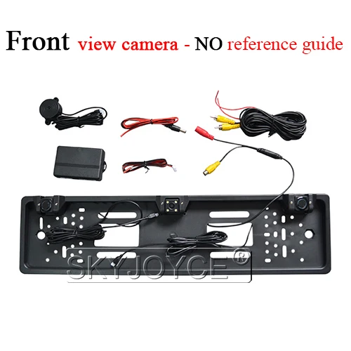 SKYJOYCE HD Car Rear View Backup Reverse Camera European License Plate Frame NightVision 4 LED car camera With 2 radar sensors - Цвет: Front view camera