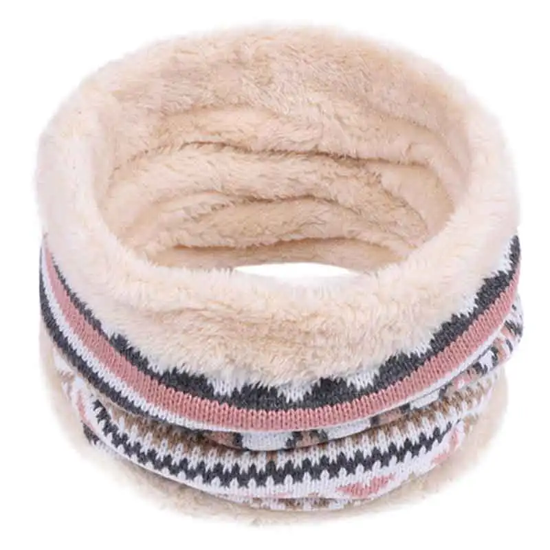 

DE044 Child Winter Warm Knitted Ring Scarves Print Thick Inside Super Elastic Knit Mufflers Boy Girls Children Neck Warmers