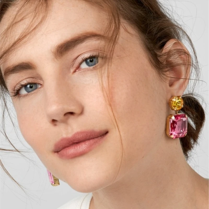 

AOTEMAN 5 design Square Geometric Crystal Earrings For Women Christmas GIFT Jewelry vintage ethnic big dangle drop earrings