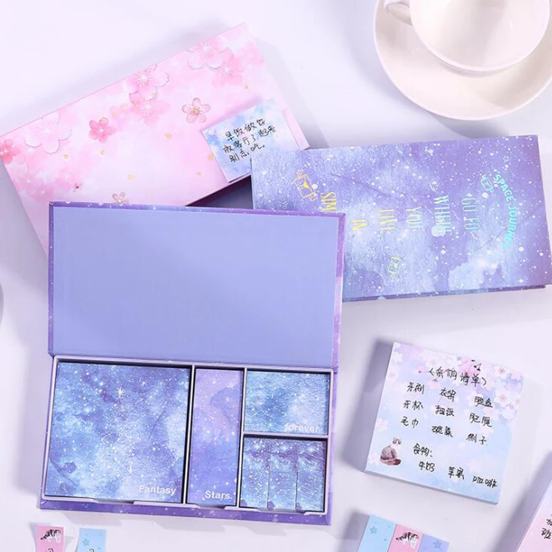 

Office School Stationery Starry Sky Sticky Notes Colorful Memo Pad Sticker Bookmark Point It Marker Memo Sticker Paper Escolar