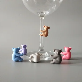 

Koala shaped cup marker Cute animal silicone glass label Bar cup identifier tags Party wine glass recognizer 6pcs/set