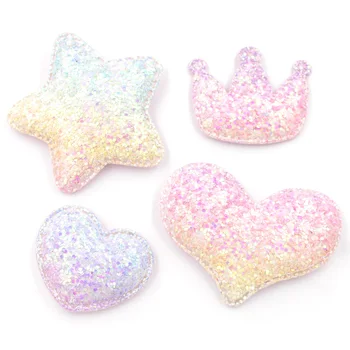 

Bling Iridescence Paillette Padded Patches Crown/Heart/Star Glitter Appliques for DIY Craft/Hair Clip Decoration Accessories F26