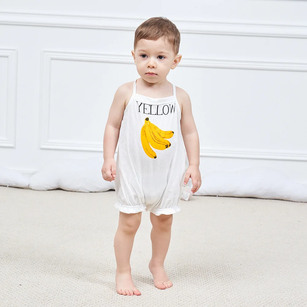 

Newborn Baby Sling Rompers Summer Thin Soft Cotton Friut Clothes Infant Jumpsuits Sleeveless Boys Girls Clothing