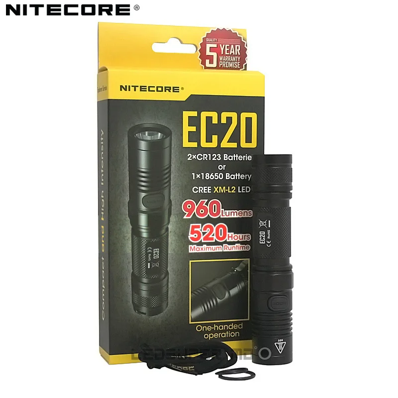  Factory Price NITECORE EC20 960 Lumens XML2 T6 LED Pocket Flashlight 18650 for Outdoor Adventure - 32438014332