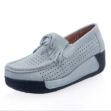 Красивые повседневные женские лоферы с перфорацией из коровьей замши, с перфорацией, с круглым носком, большие размеры 25-61, Pcd22