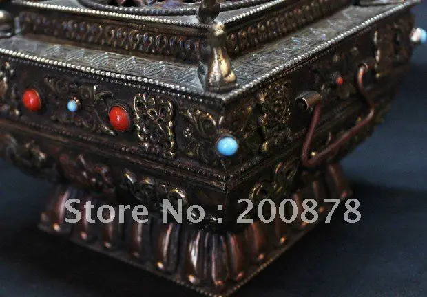 HDC0737 тибетская металлическая антикварная винтажная курильница 14*15 см квадратная