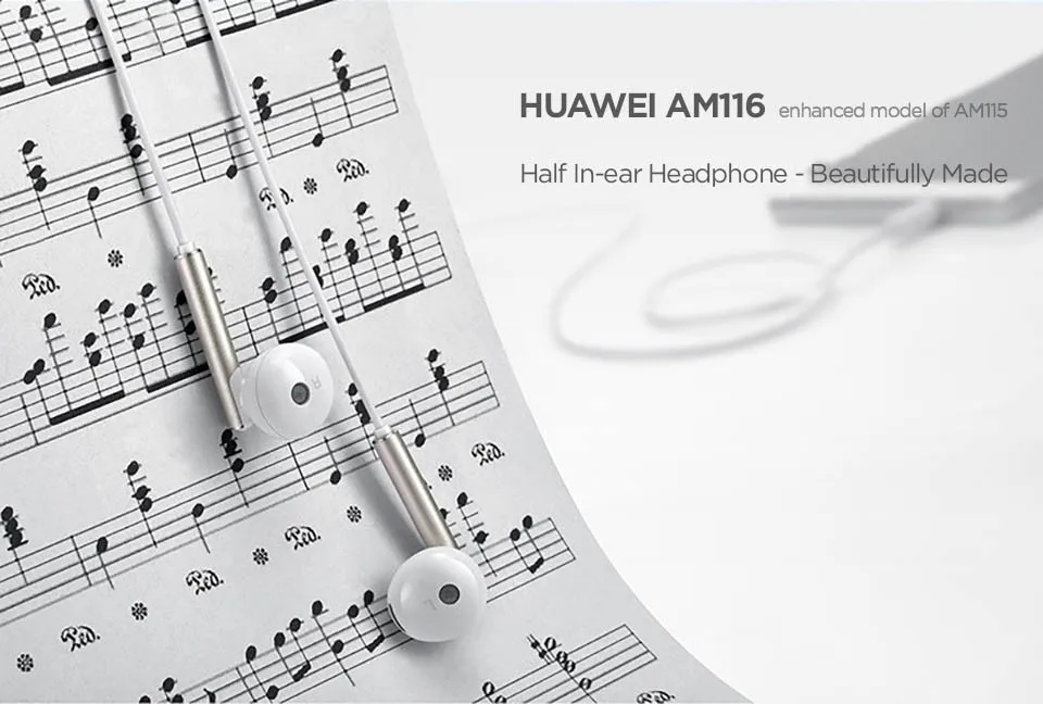 Huawei AM116 металлические наушники-вкладыши с микрофоном Регулятор громкости для samsung Xiaomi huawei смартфон