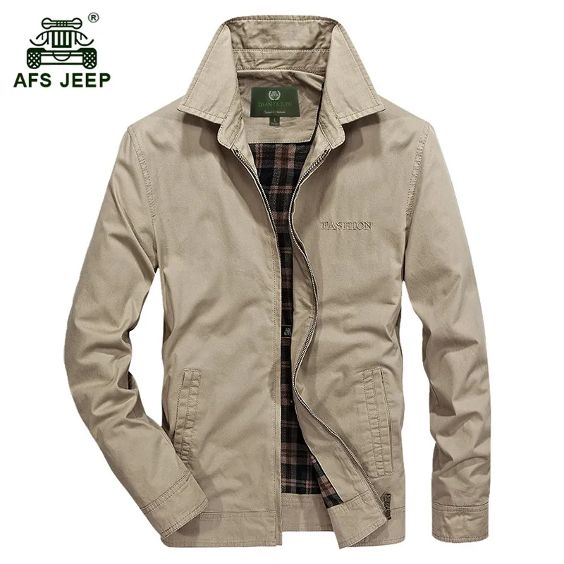 

AFS JEEP 2017 Europe middle-age men's autumn casual brand 100% cotton army green coat man spring khaki jacket black blue coats