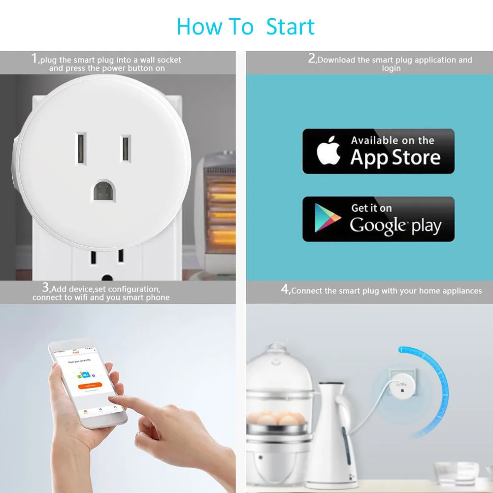 Wifi Smart Plug US Plug умный выбор времени розетка Беспроводное управление выходом функциональная вилка для автоматизации умного дома для Amazon Alexa