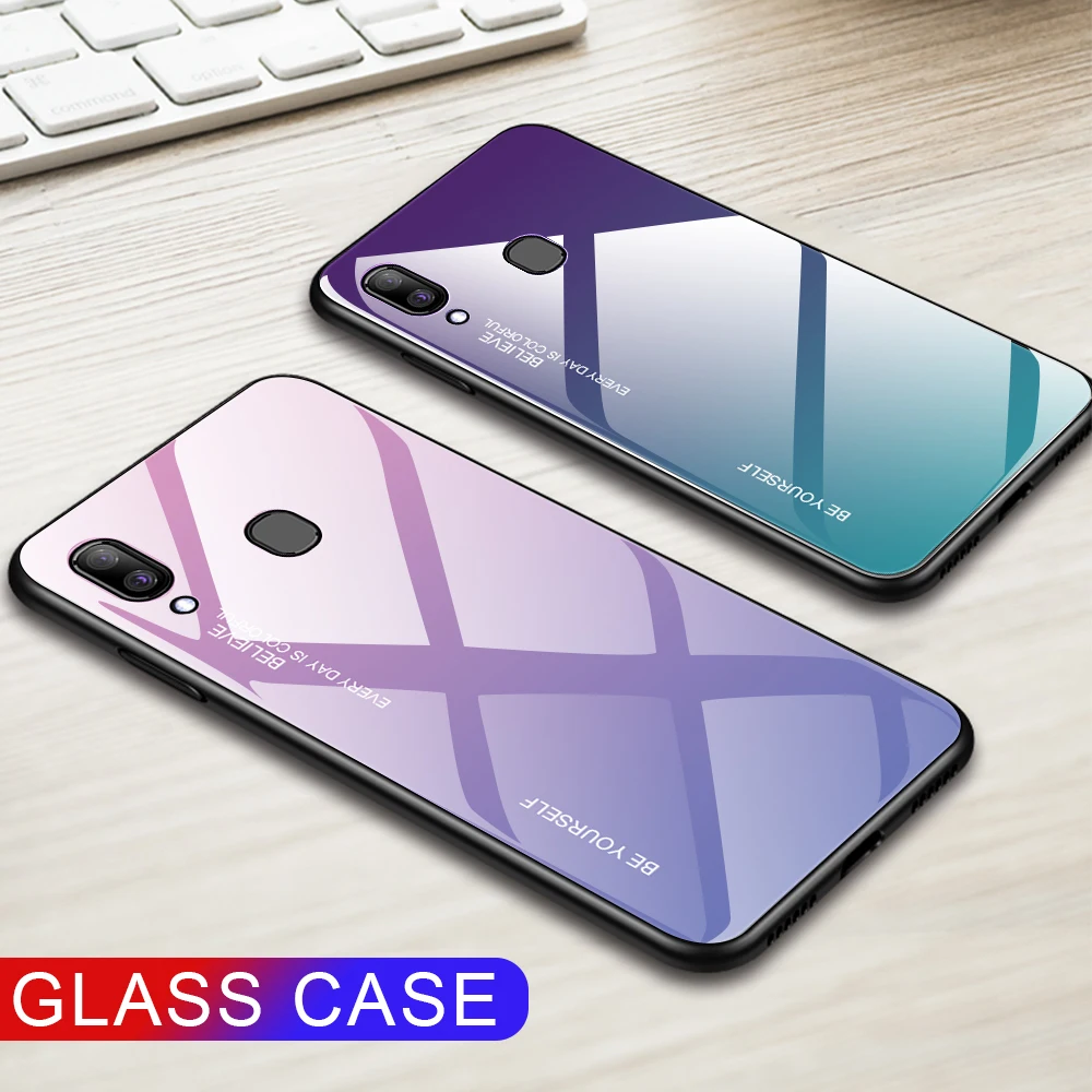 Чехол из закаленного стекла с градиентом для Samsung Galaxy A20E A20S A20 цветной чехол