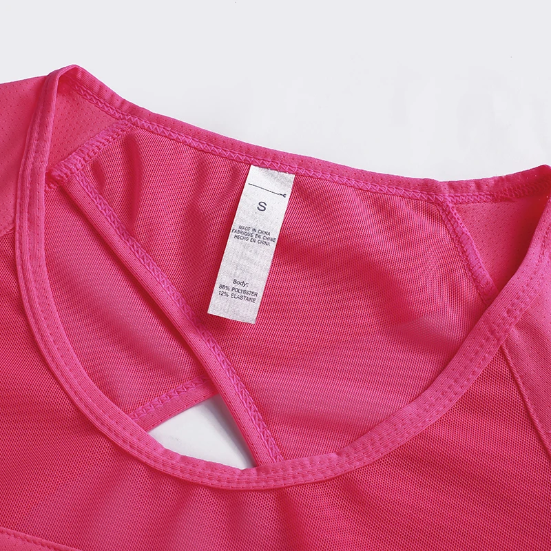 Yoga Mesh Shirts Quick dry Fitness Sports Gym Clothes Female Running Short Sleeve Sexy Hollow Back Female Sport T Shirt Running