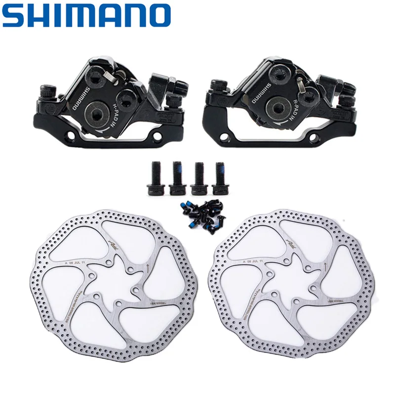 Shimano BR-M375 механические дисковые тормозные суппорты для Acera Alivio Deore с смоляные подушечки M375 суппорт передний/задний/пара ротора - Цвет: Pair with HS1 160mm
