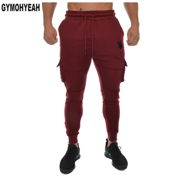 

GYMOHYEAH new fashion Jogger men's trousers gyms fitness sweatpants leisure pants tether small feet pants Sweatpants men