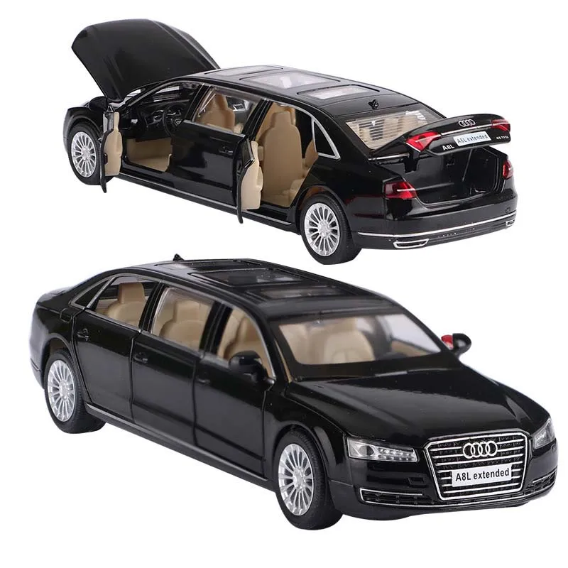 

1:32 A8L Extended Alloy Cars Model Metal Toy Vehicle Pull Back Flashing Music Diecast Car Toys for children Kids Collection Gift