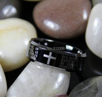 

FREE SHIPPING!USA WHOLESALES CHEAP PRICE BRAZIL RUSSIA CANADA UK HOT SELLING 8MM The Lord Prayer's Ring TUNGSTEN WEDDING RING