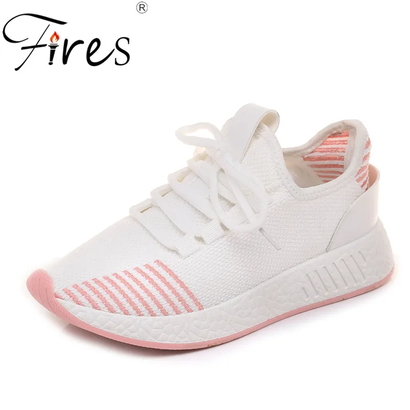 

Fires Trend Women Sneakers Mesh Spring Autumn Loafer Shoes Lightweight Lace-up Female White Shoes Zapatillas Mujer Outdoor Flats