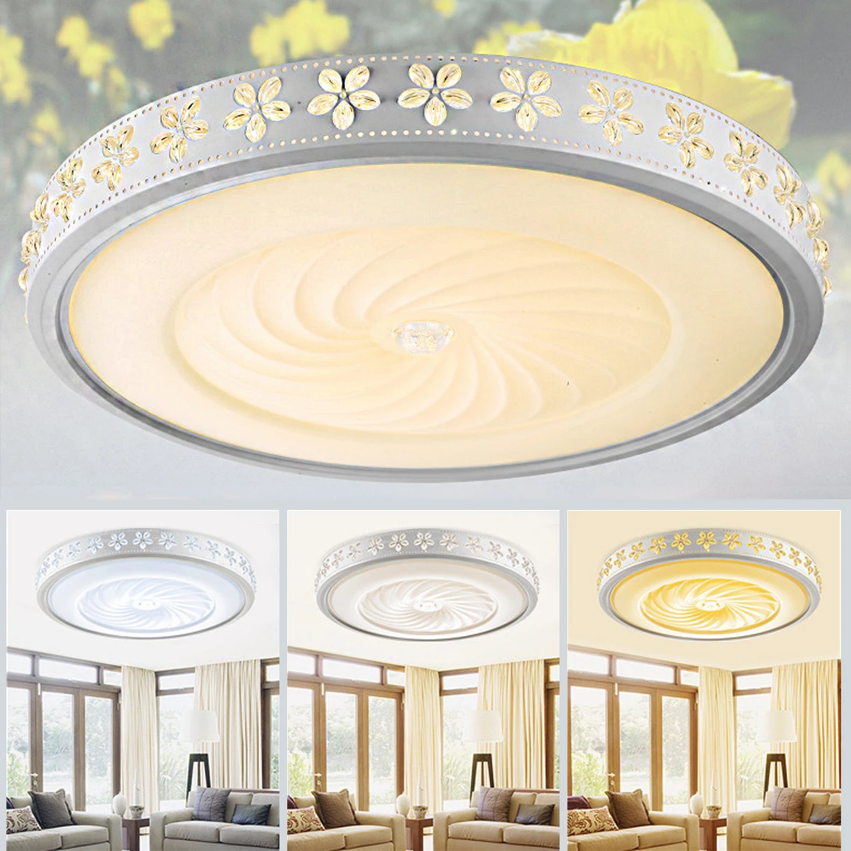 

220V 24W Acrylic 3 Color Dimmable LED Ceiling Lights Remote Control Modern Ceiling Lamp for Living Room Bedroom Firture Lighting