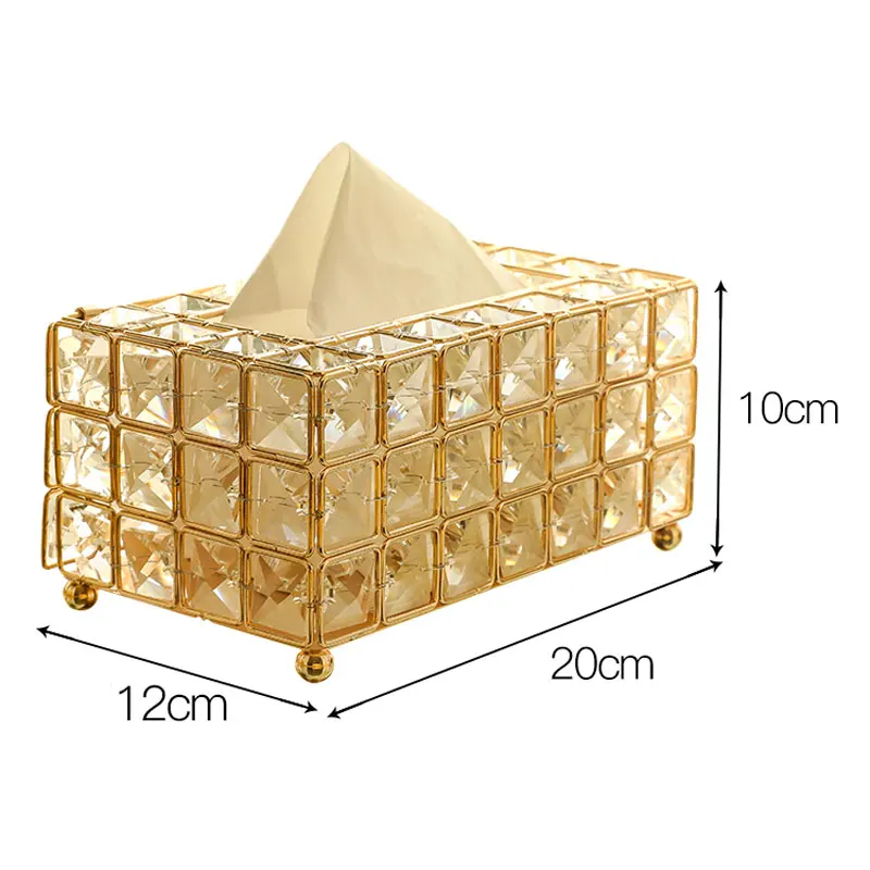Европейский стиль, металлическая Хрустальная коробка для салфеток, съемный держатель для салфеток, для кухни, гостиной, столовой, украшение - Цвет: Gold