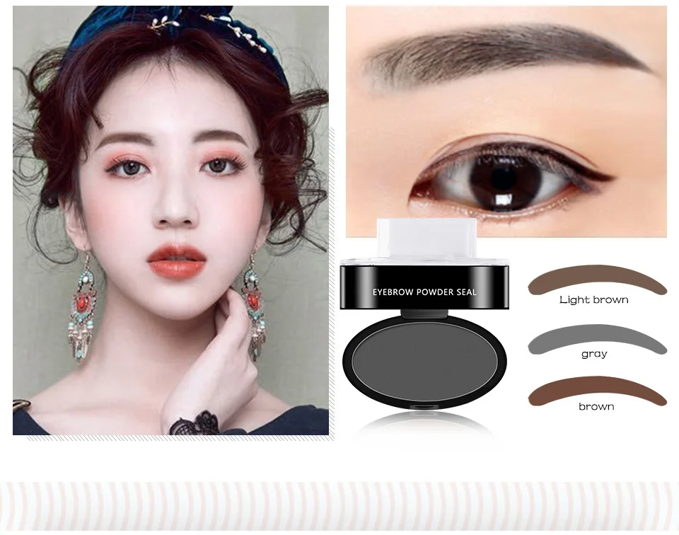 

Natural Arched Eyebrow Stamp Brow Stamps Powder Pallette Delicated Beauty Makeup Tool Eyebrow Powder seal
