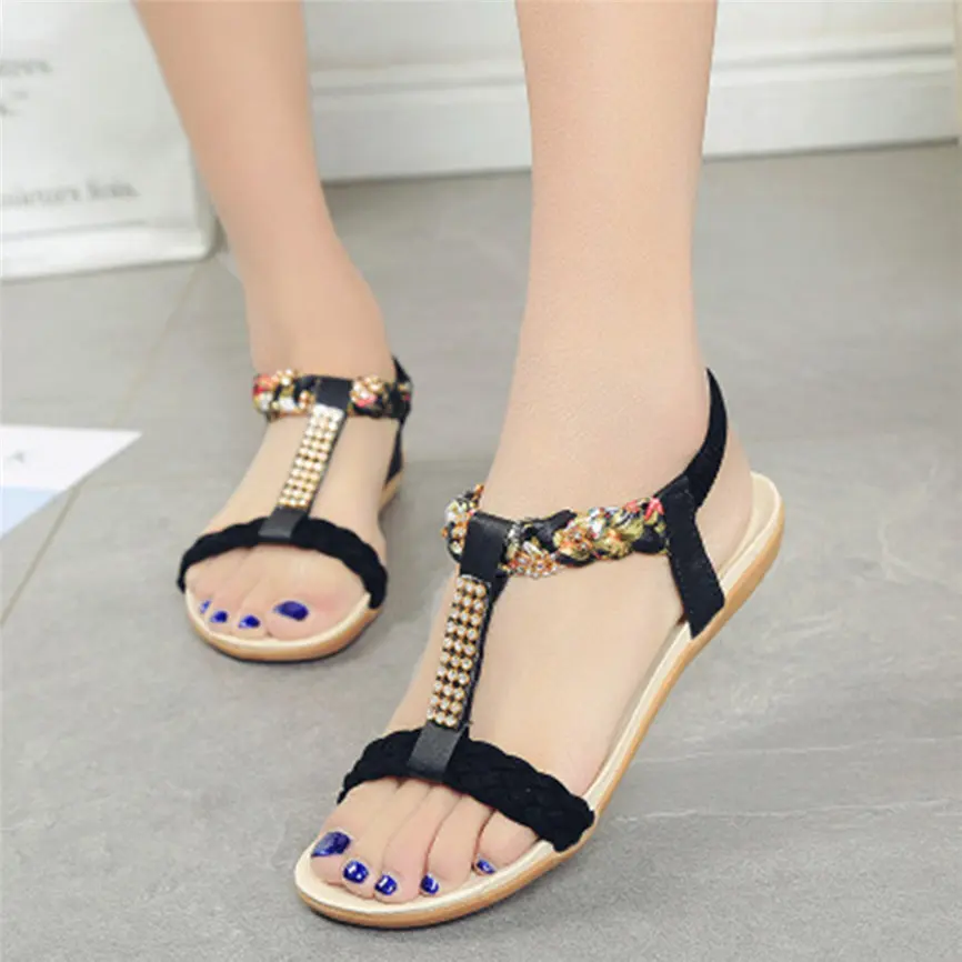 

JAYCOSIN Women Shoes Ladies Fashion Bohemian Style Loafers Casual Crystal Flats Shoes Sandals Fashionl Style For Women Girl jun4