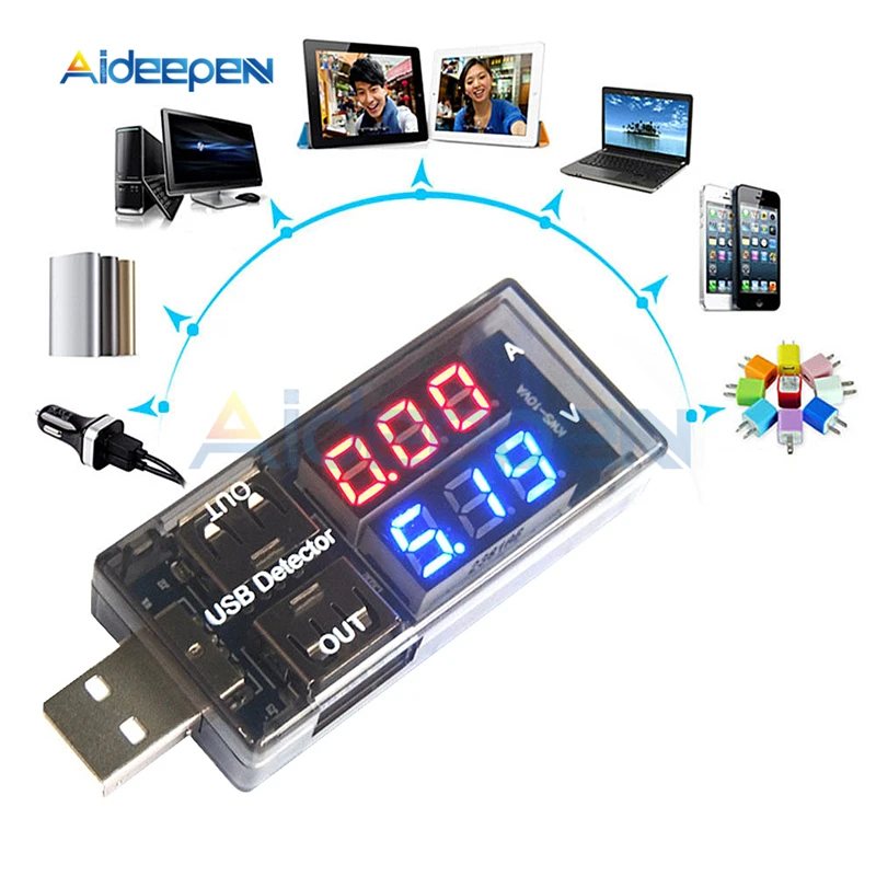Красный + синий с двойным выходом USB ток напряжение зарядный детектор Тестер
