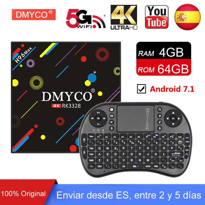 

Original H96 Max 4GB 64GB Android TV Box RK3328 Quad Core Android 7.1 OS Smart TV BOX 2.4G/5GHz WiFi BT4.0 H.265 4K Media Player