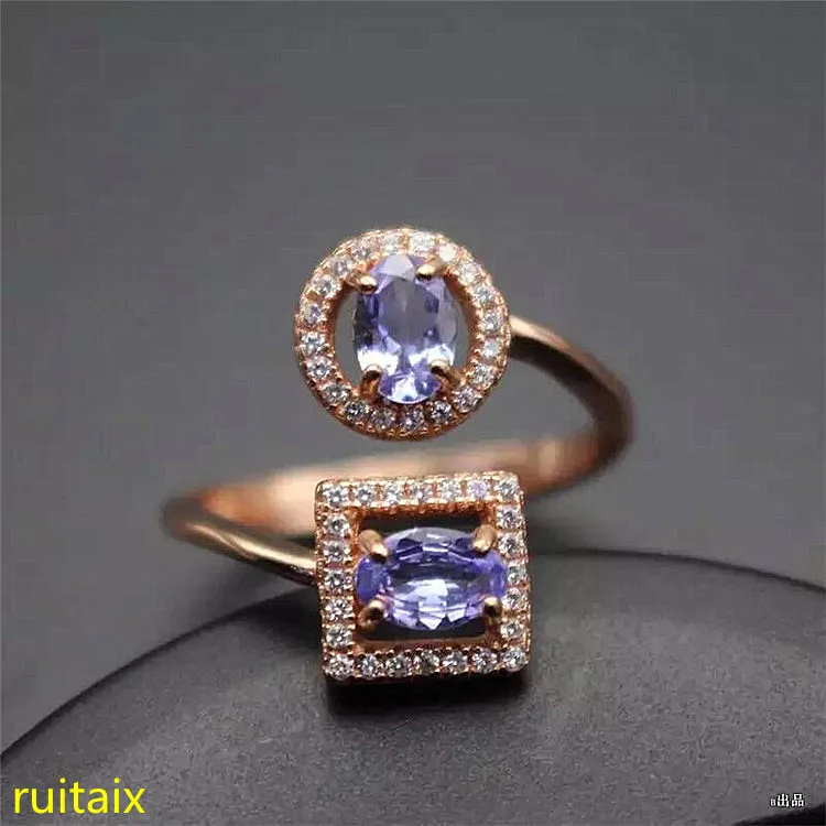 

KJJEAXCMY fine jewelry 925 sterling silver inlaid with natural stone tanzanite ring jewelry.