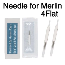 100 шт 4 плоские перманентные иглы для перманентного макияжа с колпачок иглы для Biotouch Merlin иглы татуировки