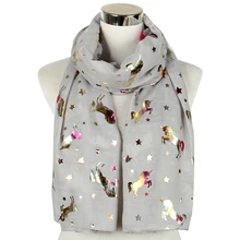 Winfox, роскошный, серый, темно-синий, бронзированный, фольга, серебряная лошадь, единорог, шифон, женские шарфы, шаль, полиэстер, женский длинный шарф, обертывания