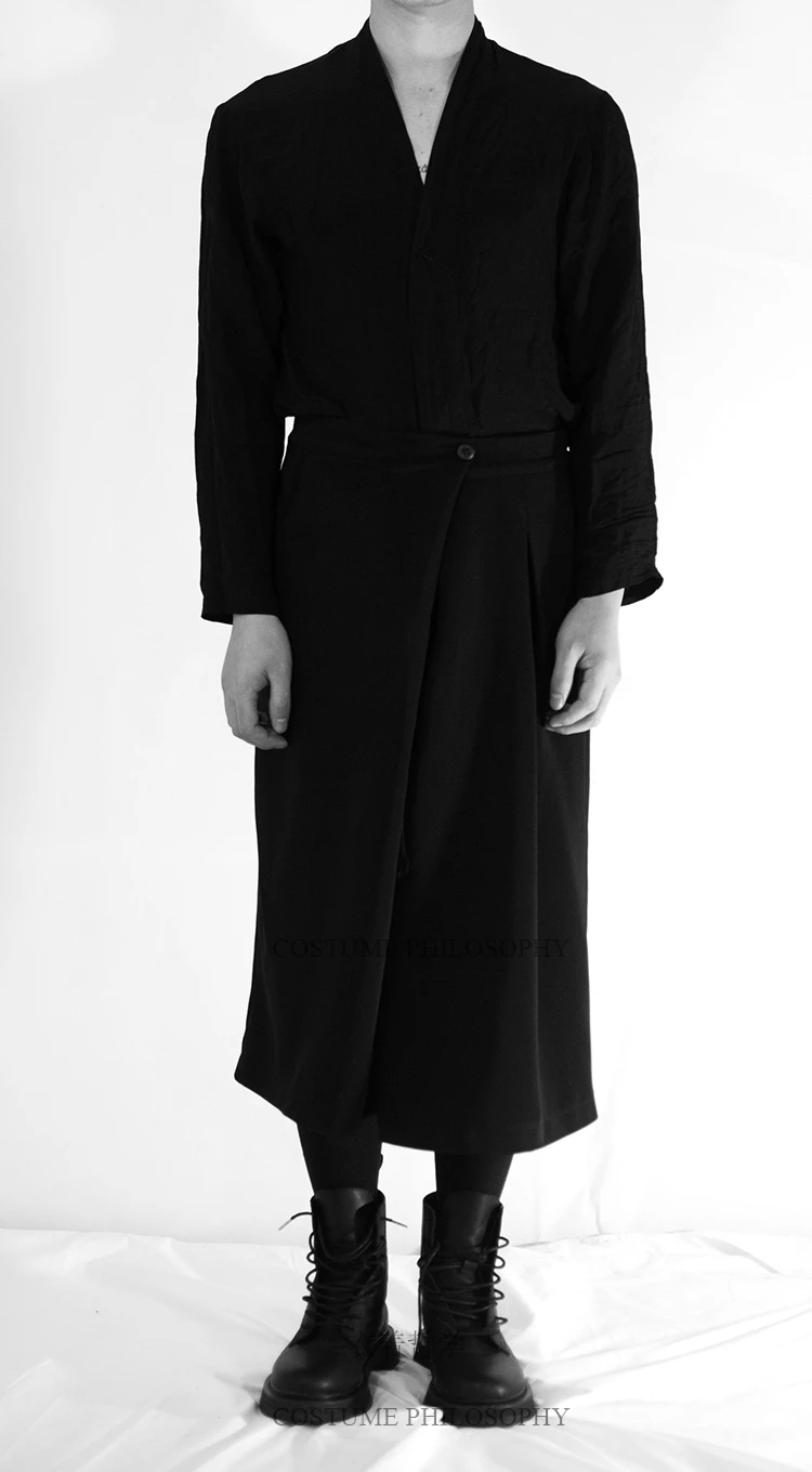 27-44 2019 neue Männer kleidung der Haar fashion Stylist plus größe Samurai hosen Breite Bein Hosen culottes kostüme