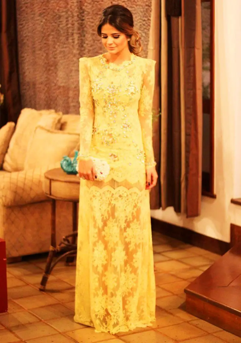 Vestido De Renda стразы бисером вечерние платья кружево длинный рукав длина до пола