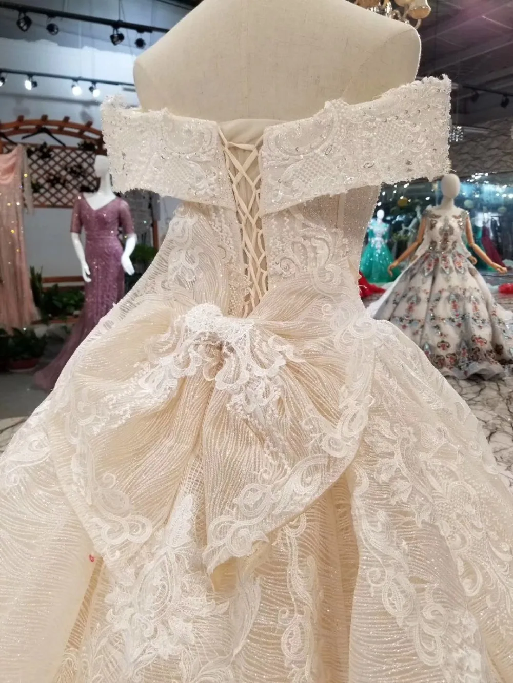 H & S свадебные Vestido de Novia 2019 Beatu средства ухода за кожей шеи свадебное платье Роскошные блестящие органзы Свадебные платья