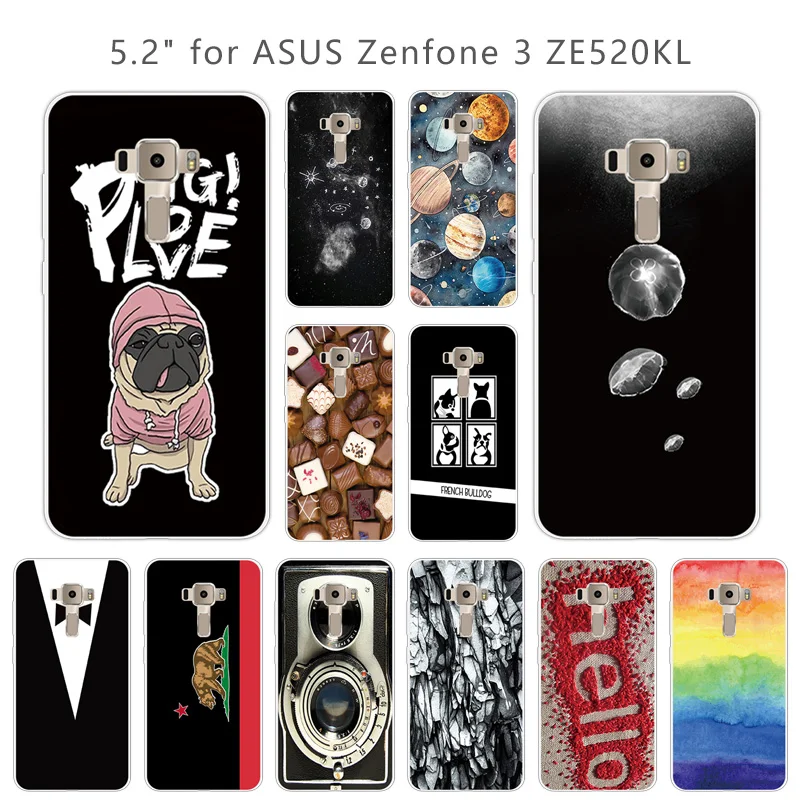 Для Asus Zenfone 3 ZE520KL цветная Задняя Крышка Прозрачный Мягкий ТПУ силиконовый чехол DIY
