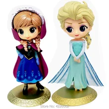 Snow Queen Elsa Anna Q Posket Model PVC Action Figures Princess Cartoon Anime Dolls Figurines Kids Toys cake topper Party Decor disney toys 6pcs set cute mini princess snow white mermaid pvc action figures cinderella figurines collectible dolls kids toys